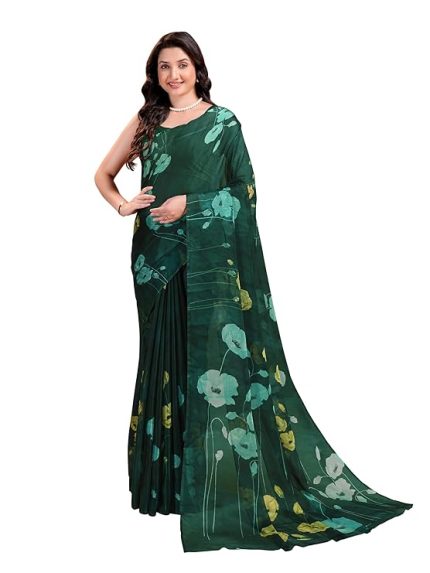 Summer Roganza Viscose Brasso Floral Print Saree with Unstitched Blouse Piece