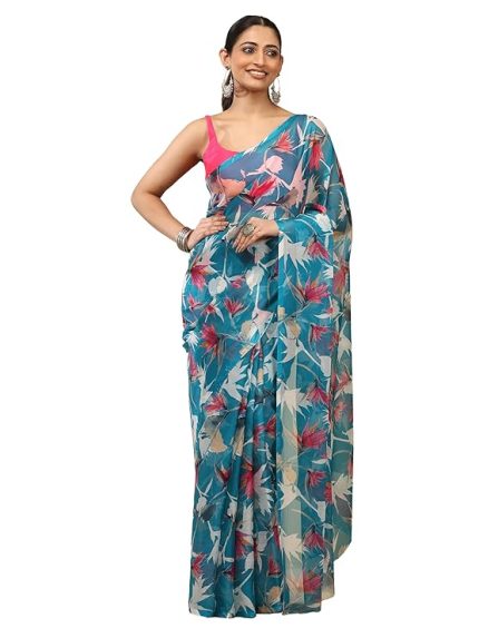 Garden Vareli Floral Print Nara Chiffon Saree
