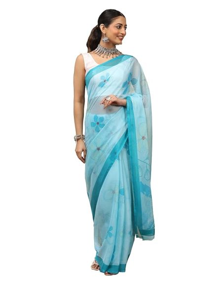 Floral Print Georgette Saree